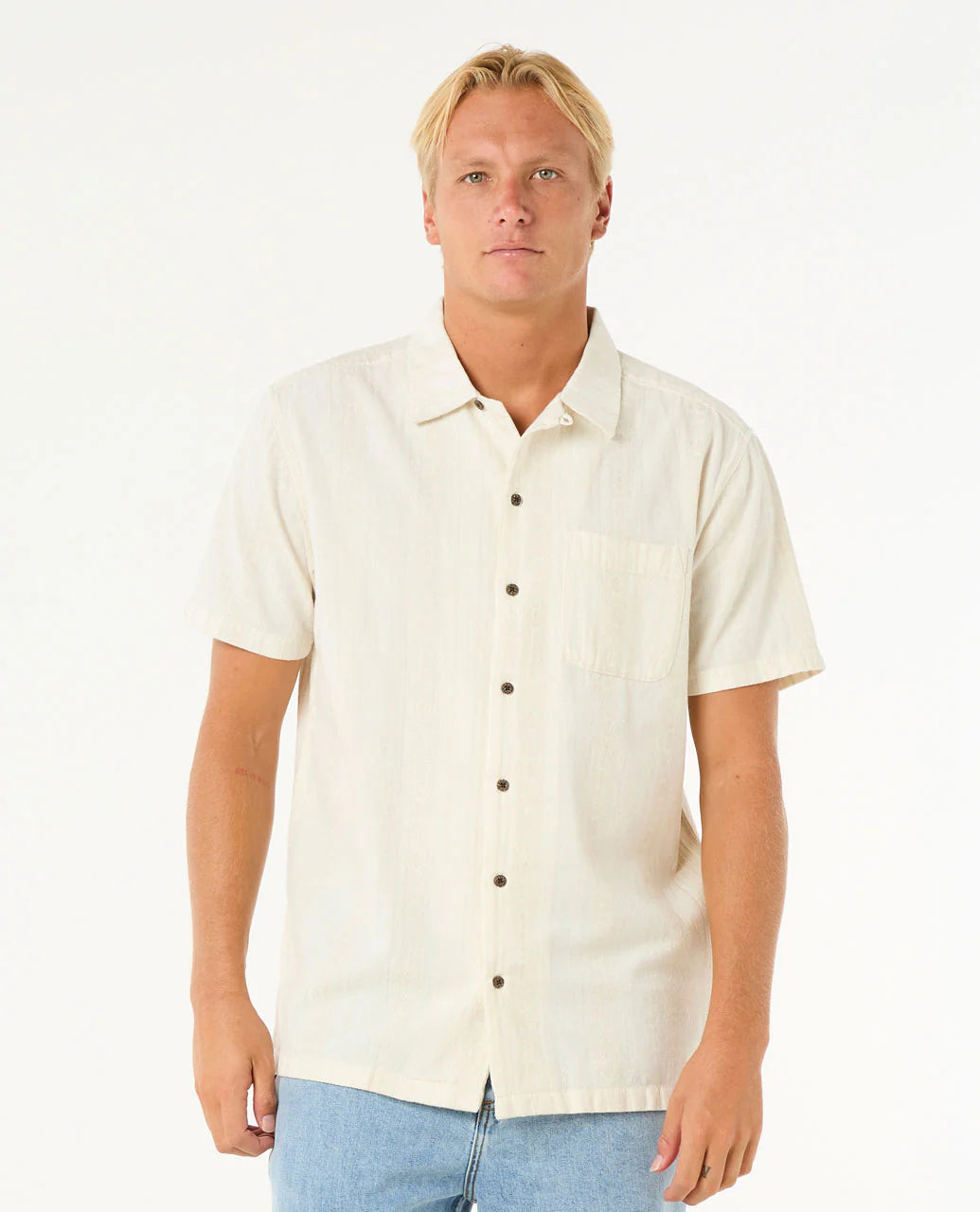 Raw Energy Stripe Short Sleeve Shirt - Bone
