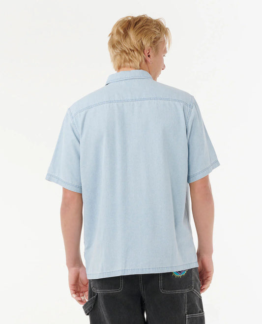 Raw Energy Denim Short Sleeve Shirt - Blue Wind
