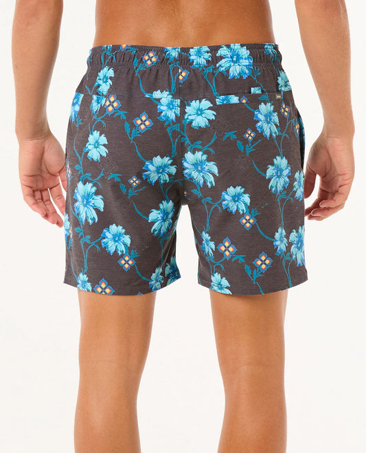 Surf Revival Floral Volley 16" Boardshorts - Black