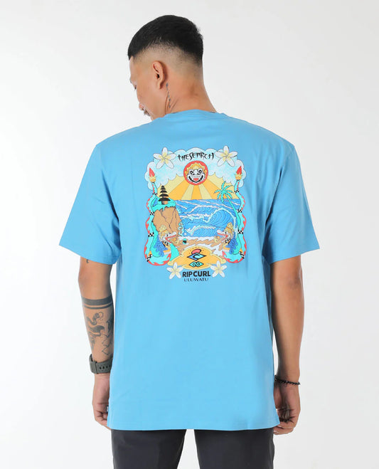 Bali Putu Surya Uluwatu Tee - Cendre Blue
