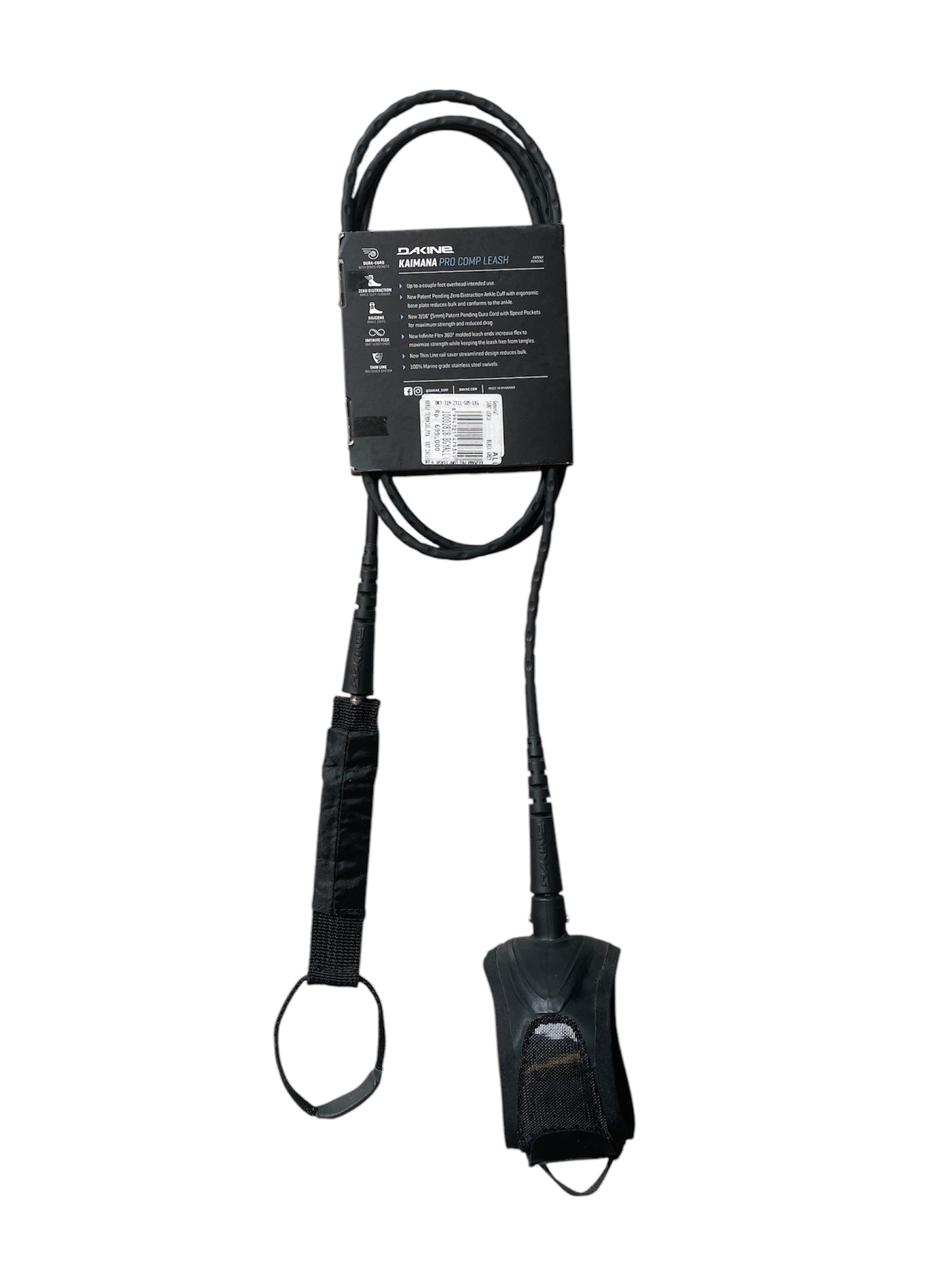 DK Kaimana Pro Comp Leash 6' x 3/16' - Black/Grey