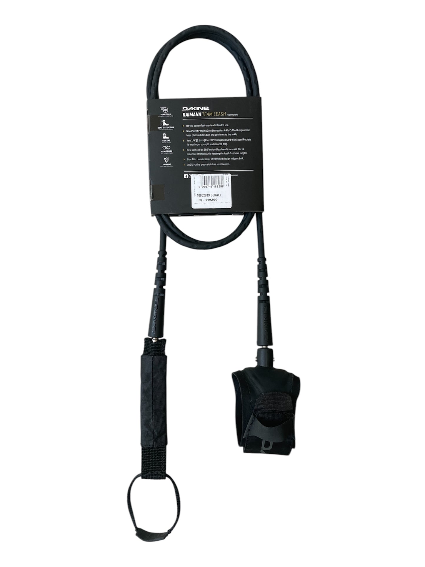 DK Kaimana Team 6' x 1/4' Surf Leash - Black
