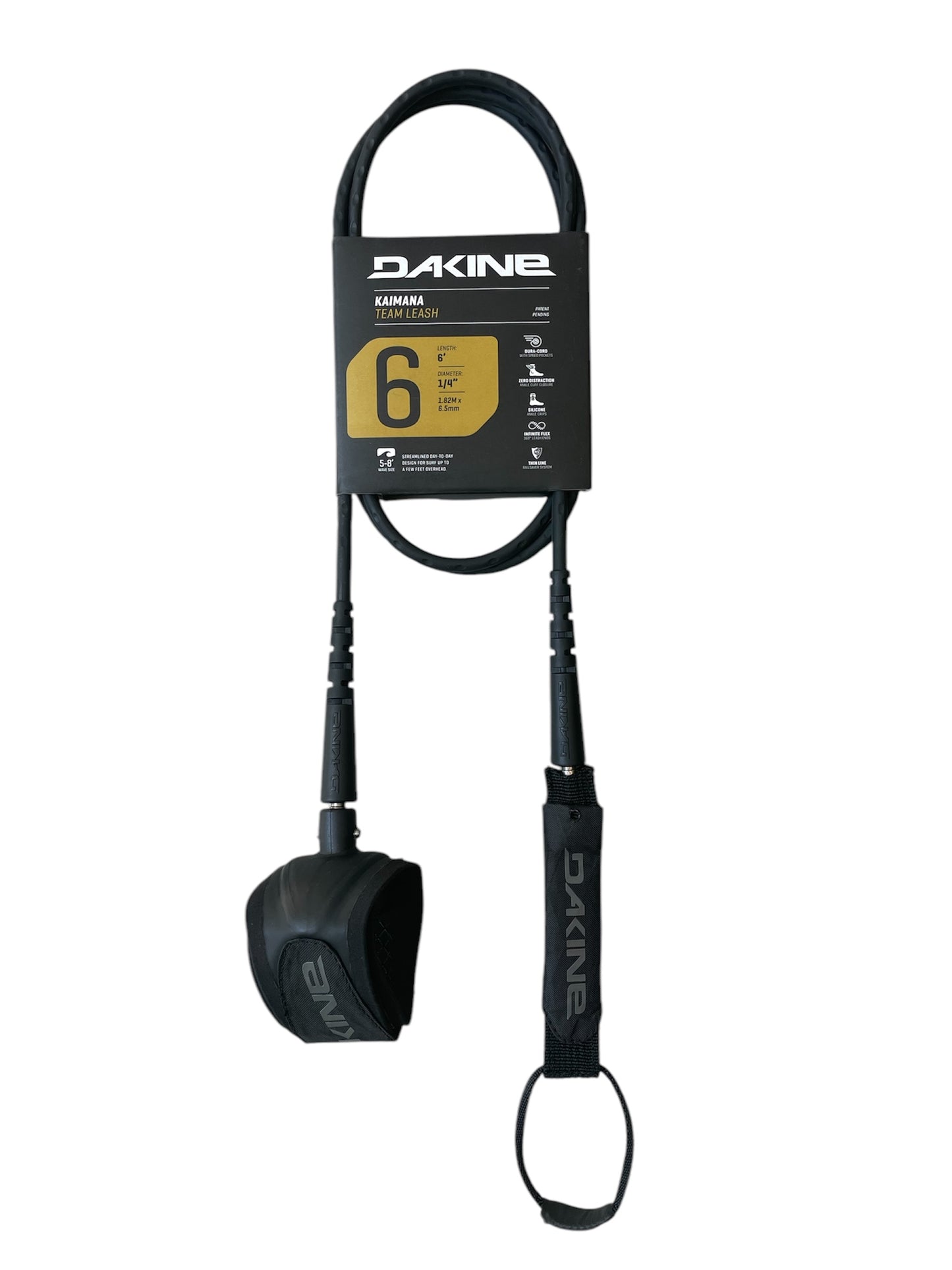DK Kaimana Team 6' x 1/4' Surf Leash - Black