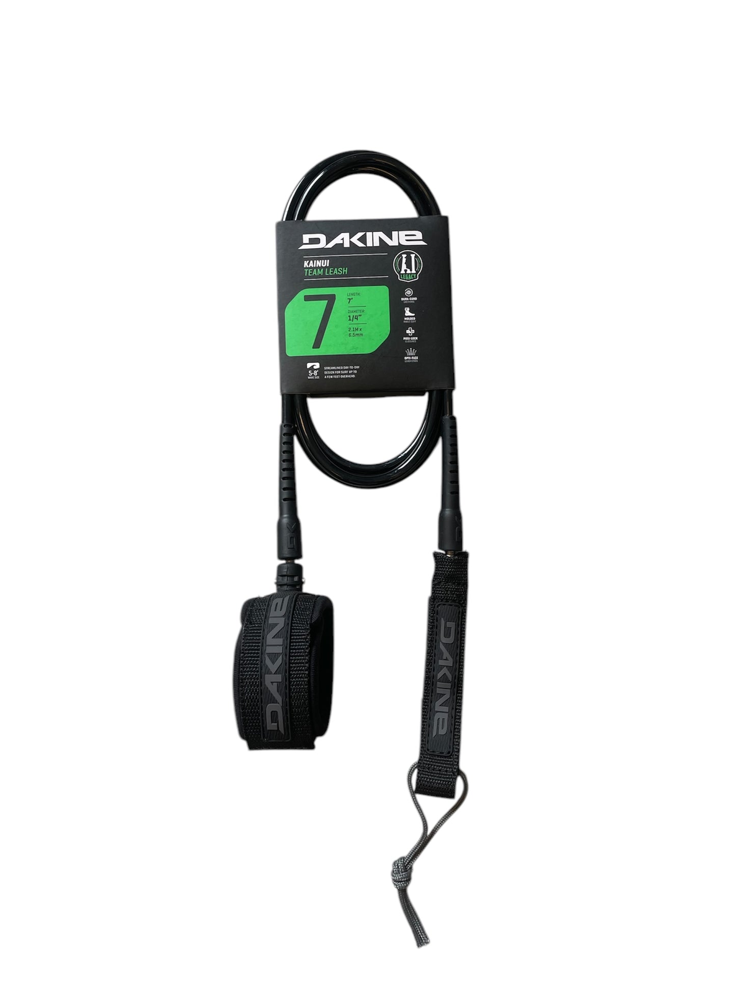 DK Kainui Team 7" x 1/4" Leash - Irons Black