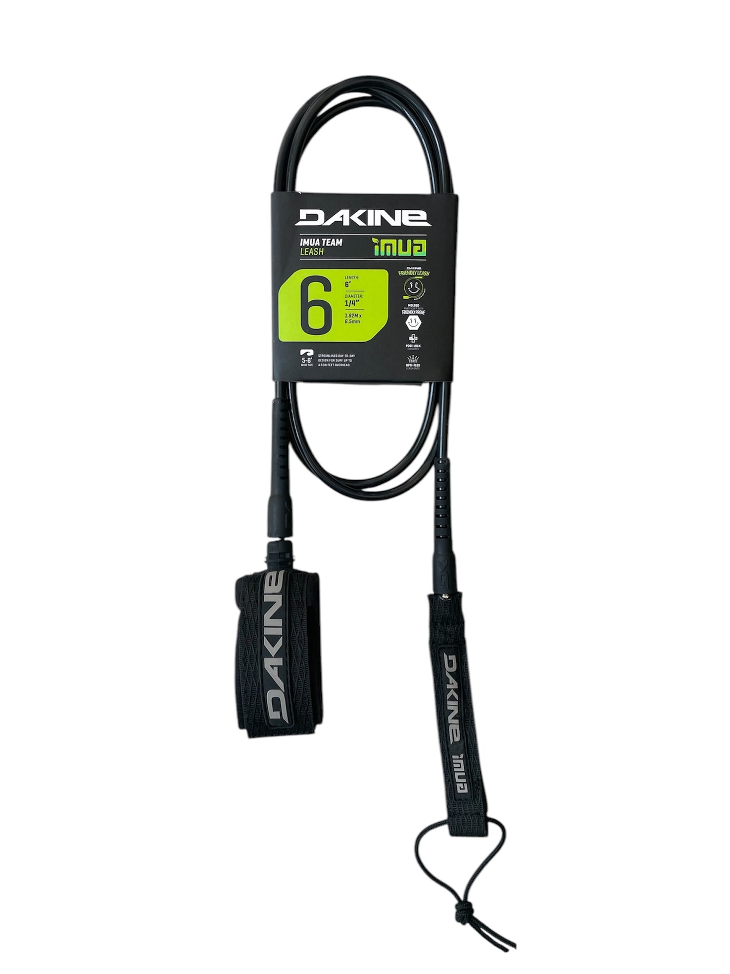DK Imua Team 6' x 1/4" Surf Leash - Black