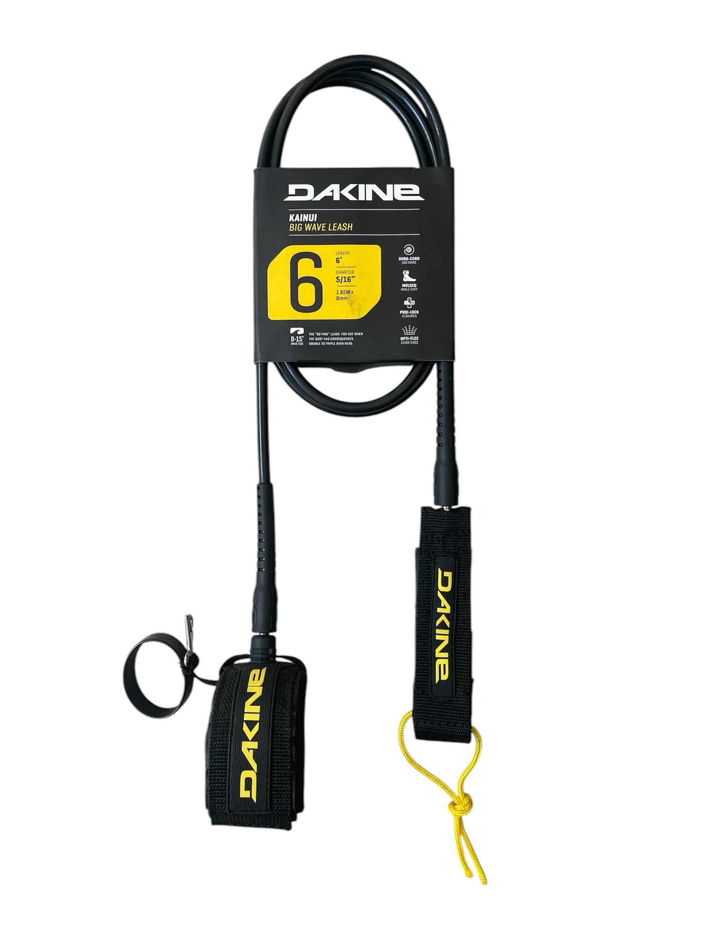DK Kainui Big Wave 6' Surf Leash - Black/Yellow
