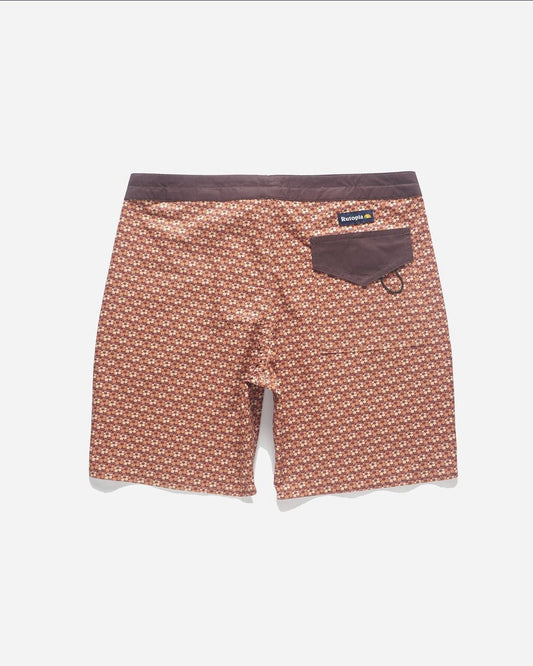 Rutopia Flower Orange Boardshort Men - Brown