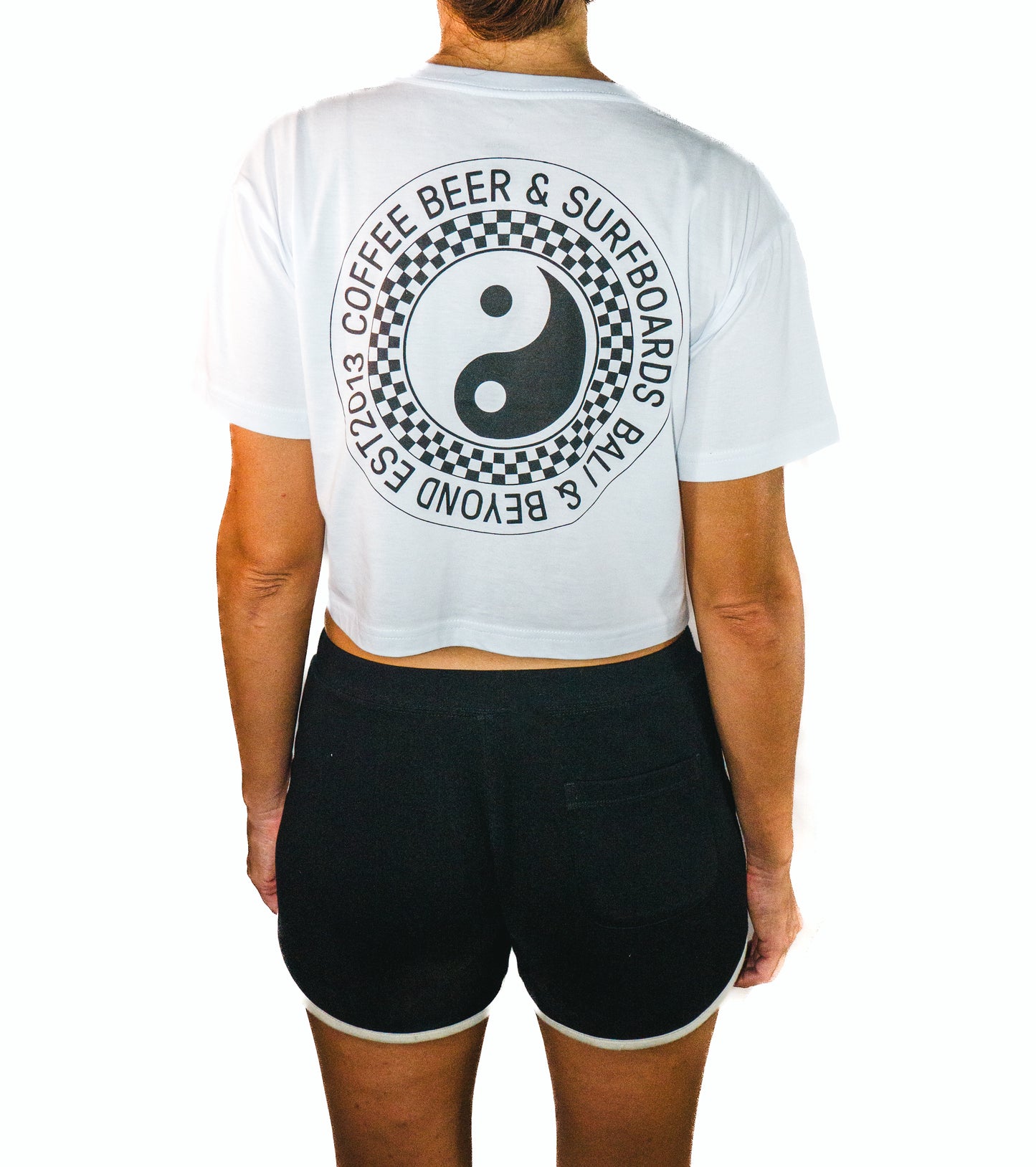 BGS Yin Yang Crop Tee - White