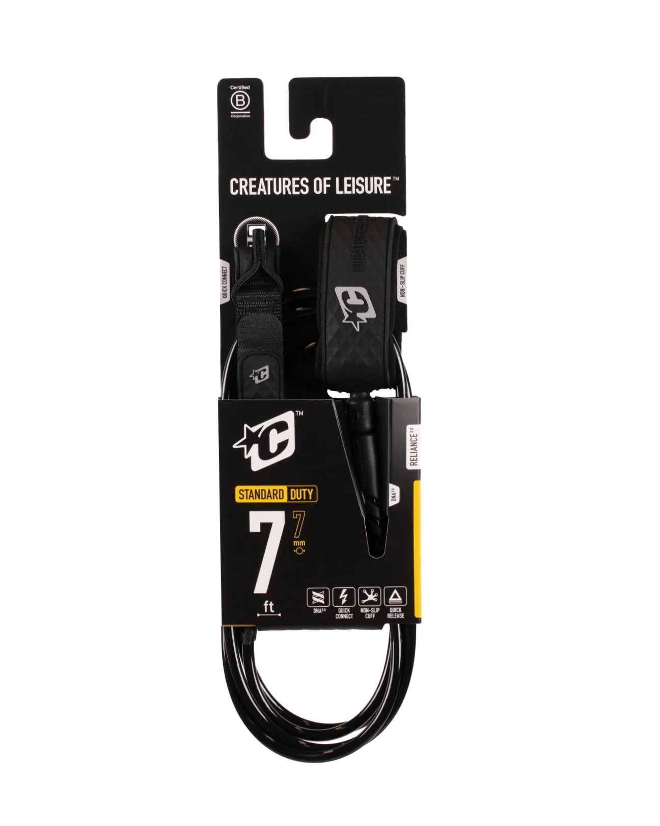 Creatures Reliance 2.0 | Standard Duty | 7ft Leash - Black/Silver