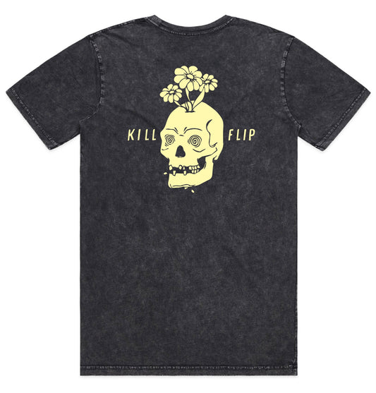 Skull Flower Tee Men - Blackwash