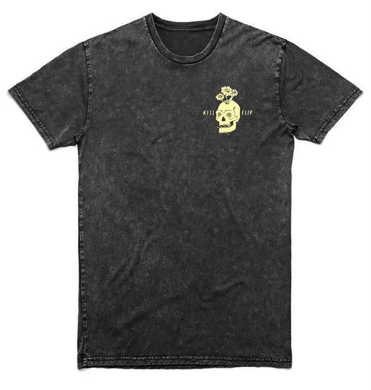 Skull Flower Tee Men - Blackwash