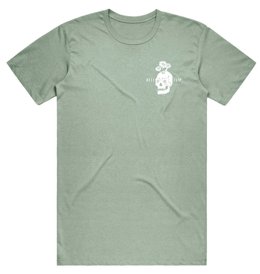 Skull Flower Tee Men - Greywash