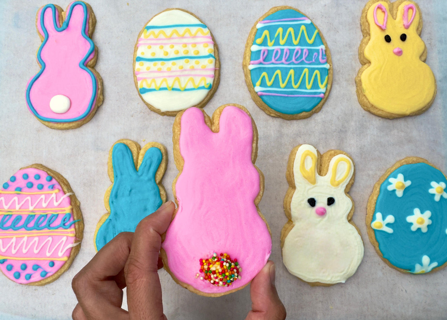 White Chocolate Easter Bunny/Egg Shortbread Cookies