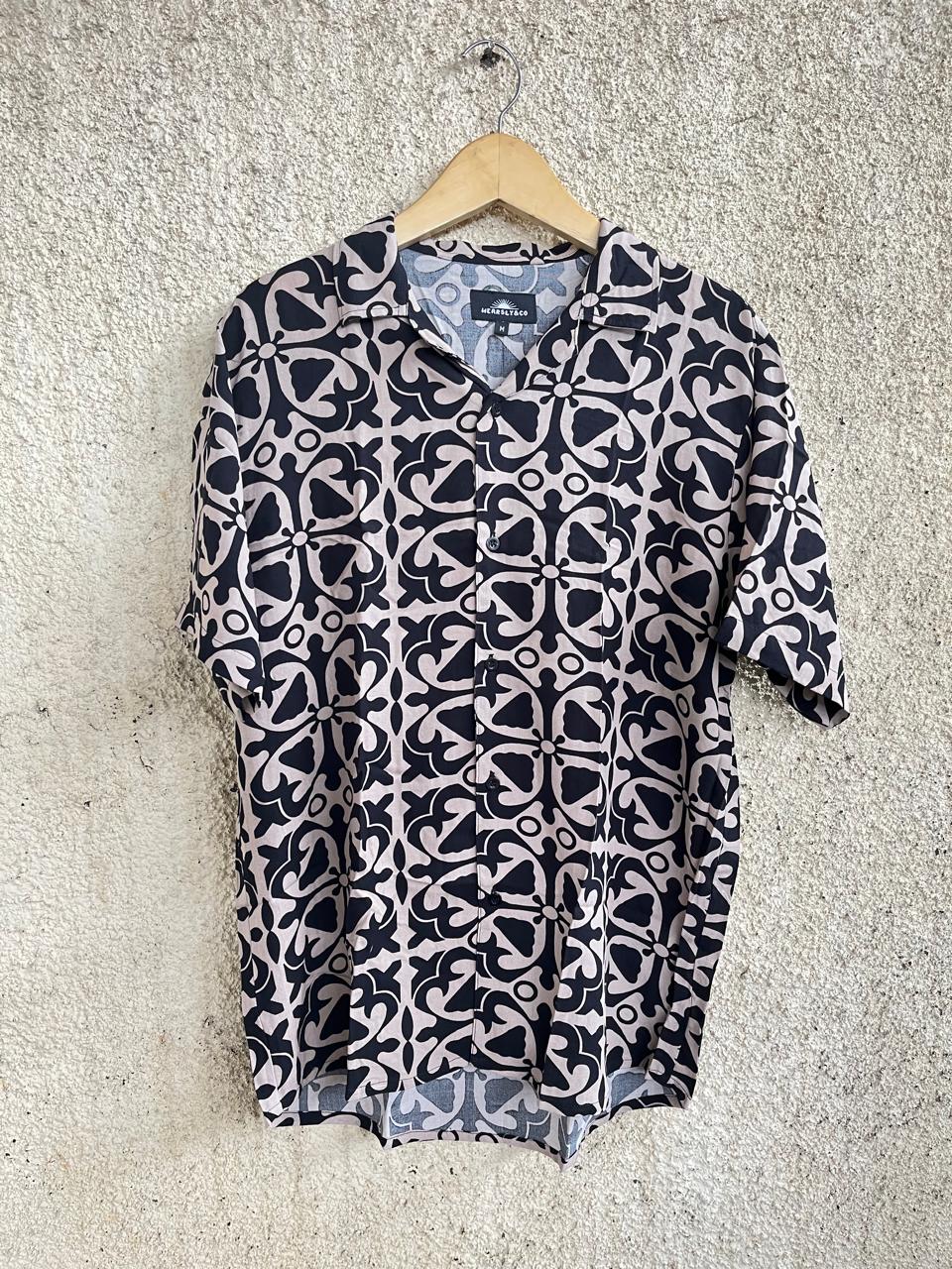 Wearsly Abstract Brown Shirt