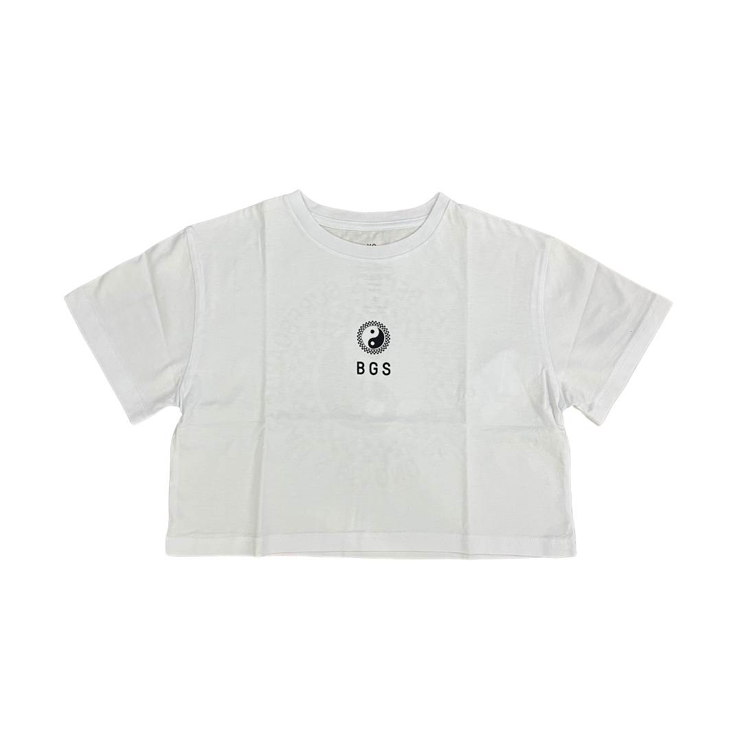 BGS Yin Yang Crop Tee - White