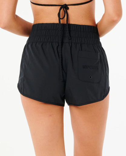 High Waist Retro 3" Volley Short - Black