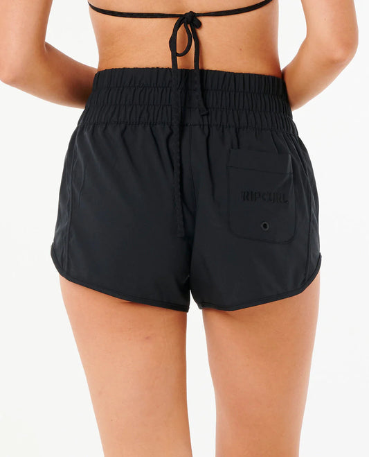 High Waist Retro 3" Volley Short - Black