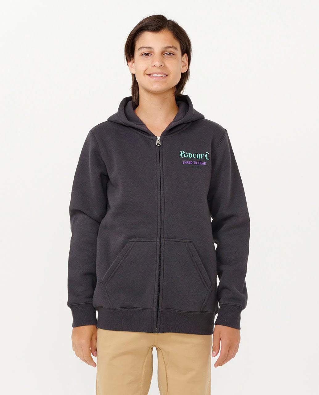 Shred Till Dead Zip Thru Fleece - Boys (8-16 years) - Washed Black