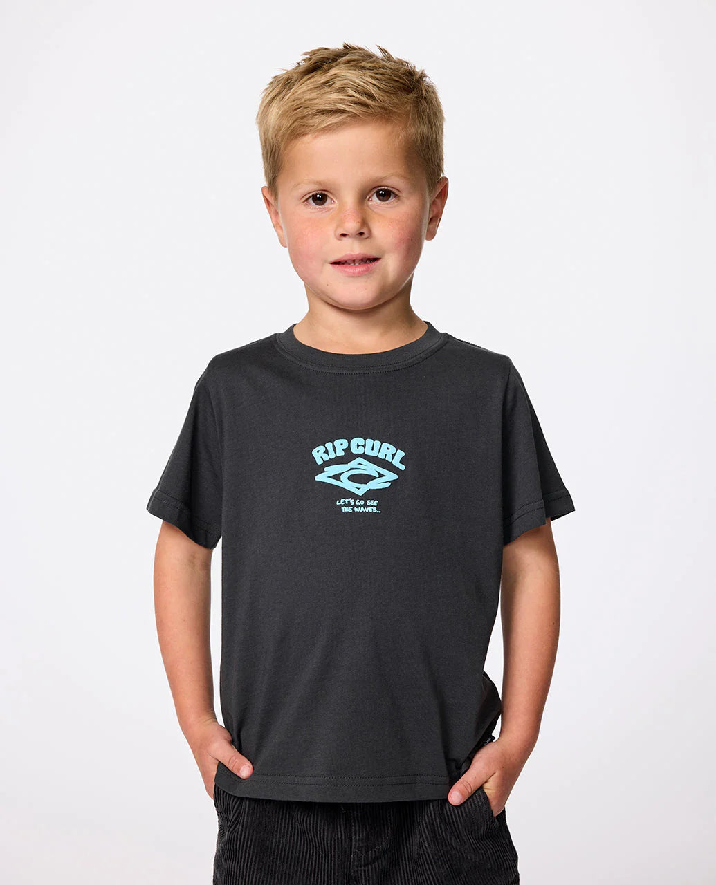 Wave Dayz Logo Tee - Boys (1-8 years) - Washed Black