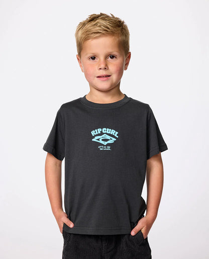 Wave Dayz Logo Tee - Boys (1-8 years) - Washed Black