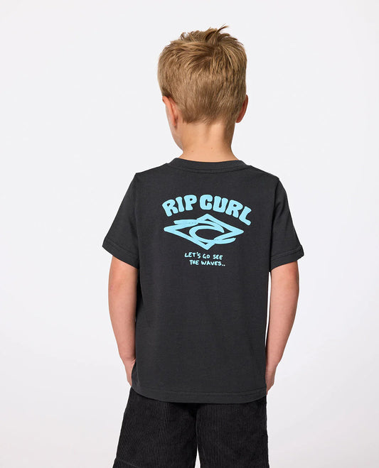 Wave Dayz Logo Tee - Boys (1-8 years) - Washed Black