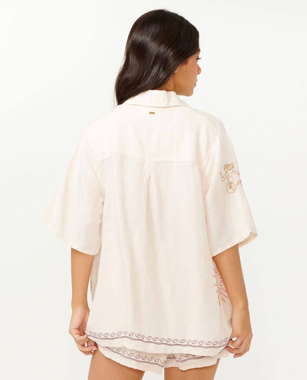 Beach Party Embroidered Shirt - Off White