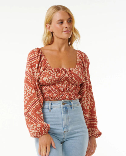 Soleil Long Sleeve Top - Rust