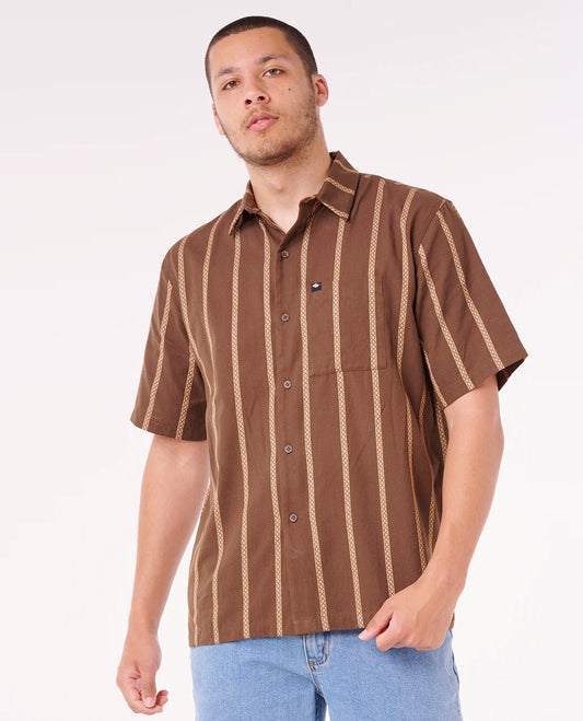 Classic Surf Stripe Short Sleeve Shirt - Coffee