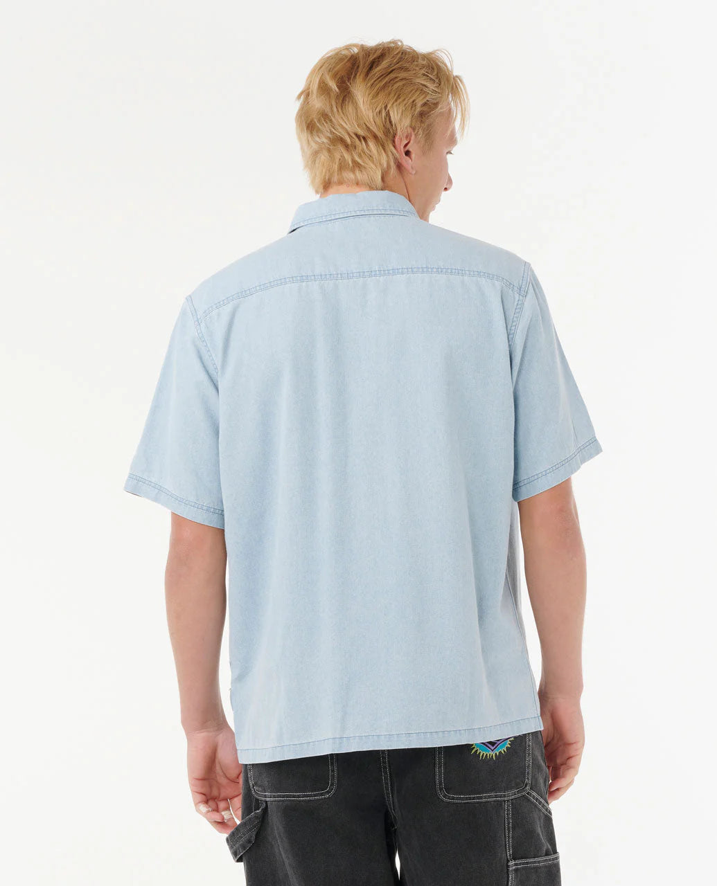 Raw Energy Denim Short Sleeve Shirt - Blue Wind