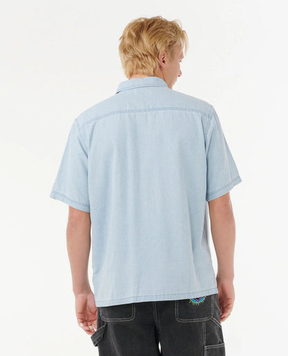 Raw Energy Denim Short Sleeve Shirt - Blue Wind
