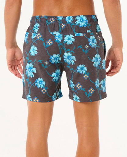 Surf Revival Floral Volley 16" Boardshorts - Black