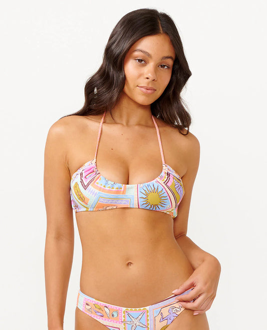 Beach Party Halter Crop Bikini Top - Multico