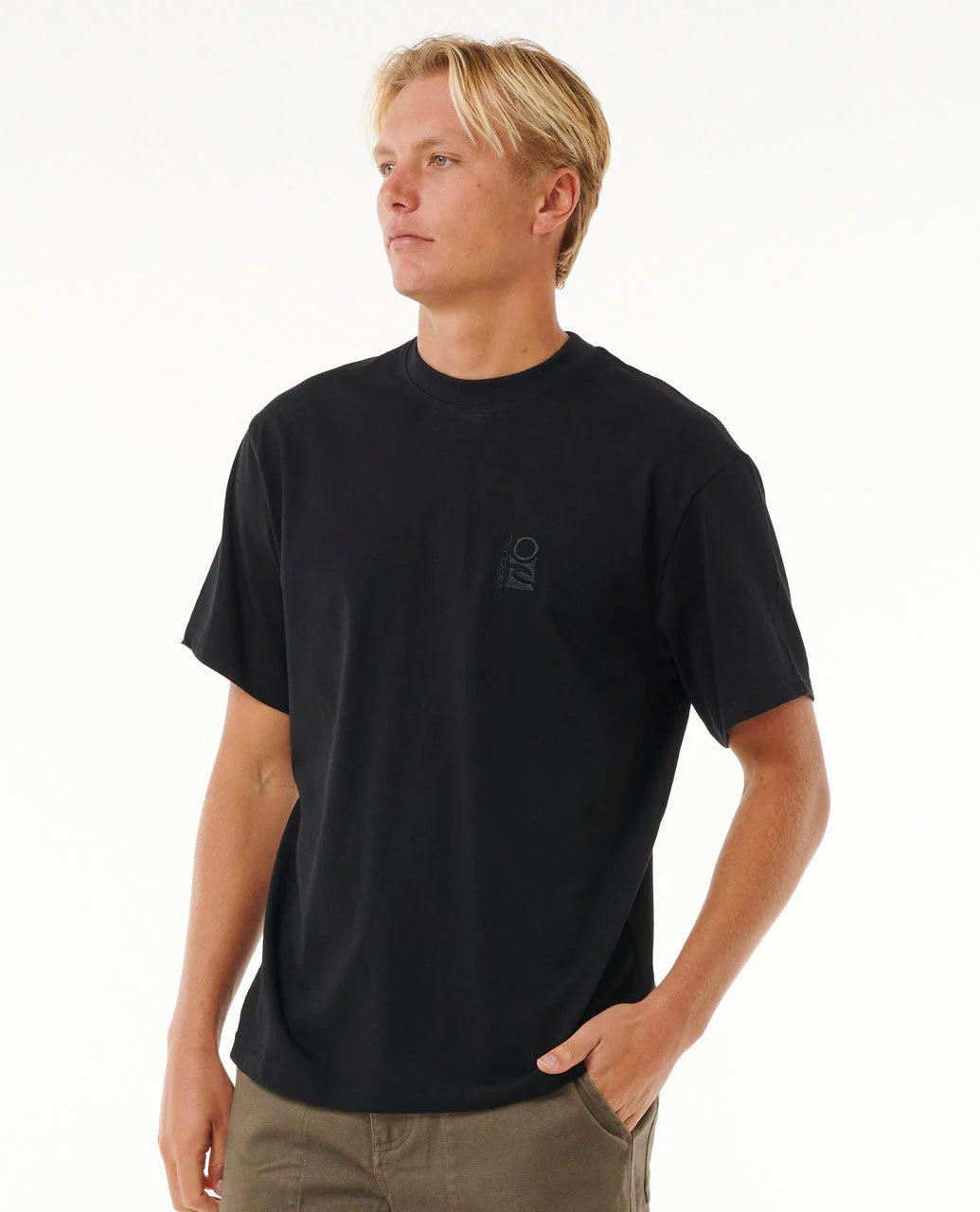 Search Embroidery Tee - Black