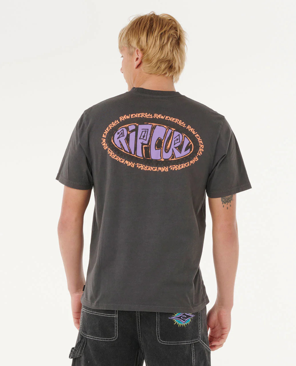Raw Energy De Oval Tee - Washed Black