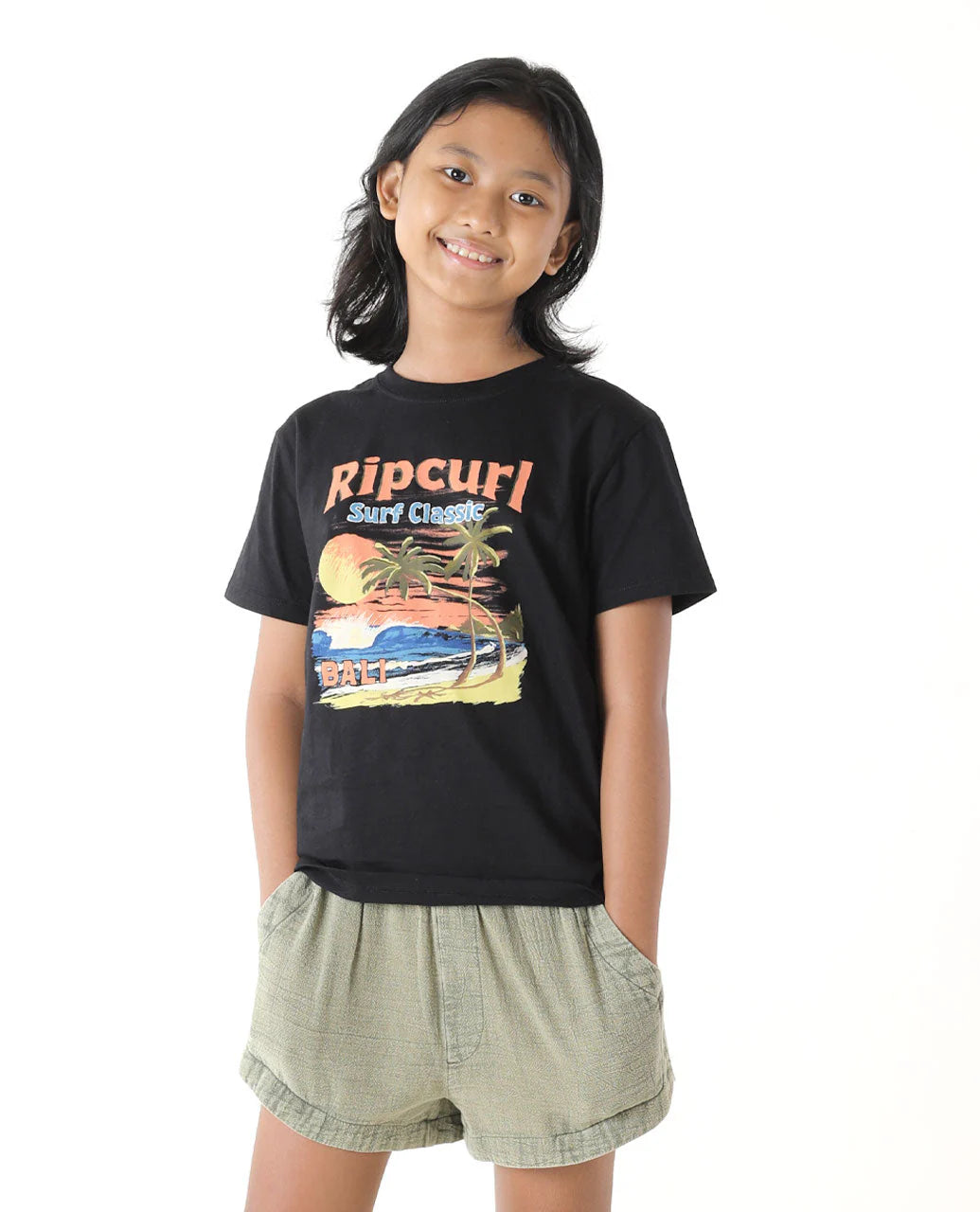 High Tide Scenic Bali Tee - Girls (8-14 years) - Washed Black Bali