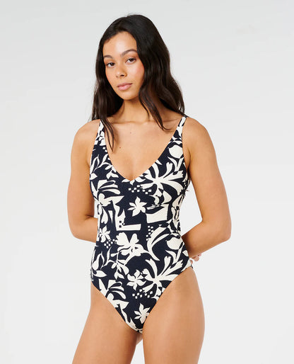 Topanga Geo Full One Piece Swimsuit - Black