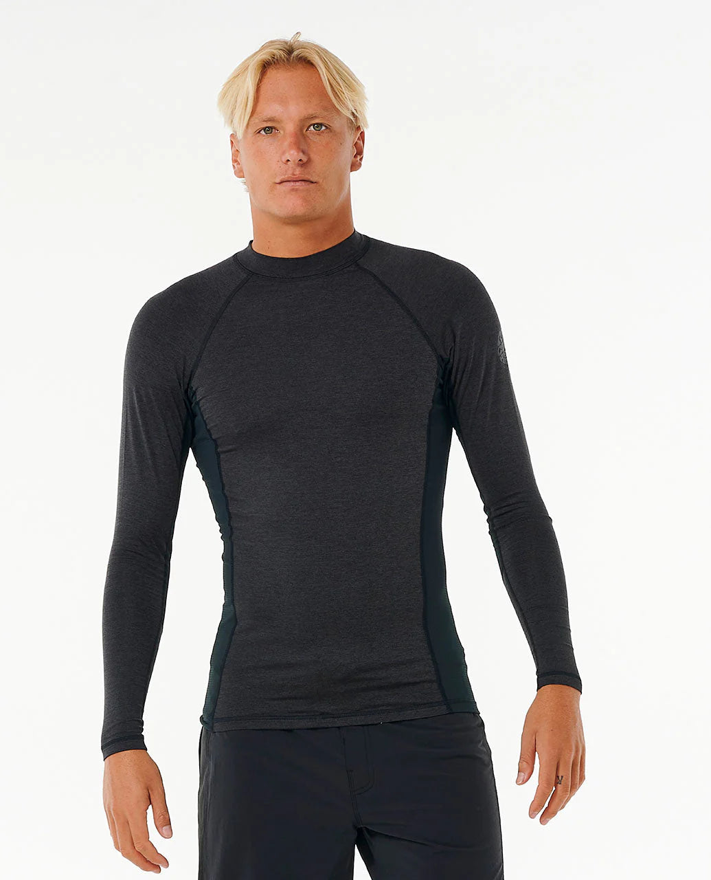 Dawn Patrol UPF Perf L/S Rash Vest - Black Marle