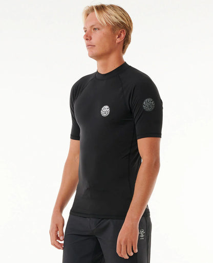 Icons UPF50+ Brushed Short Sleeve Rash Vest - Black