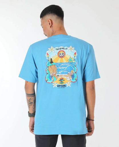 Bali Putu Surya Uluwatu Tee - Cendre Blue