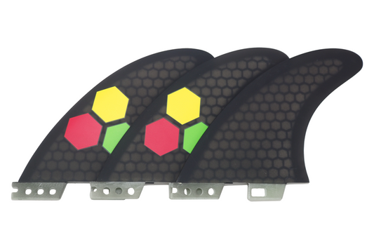 BGS AM1 FCS II Thruster Fins - Black Rasta