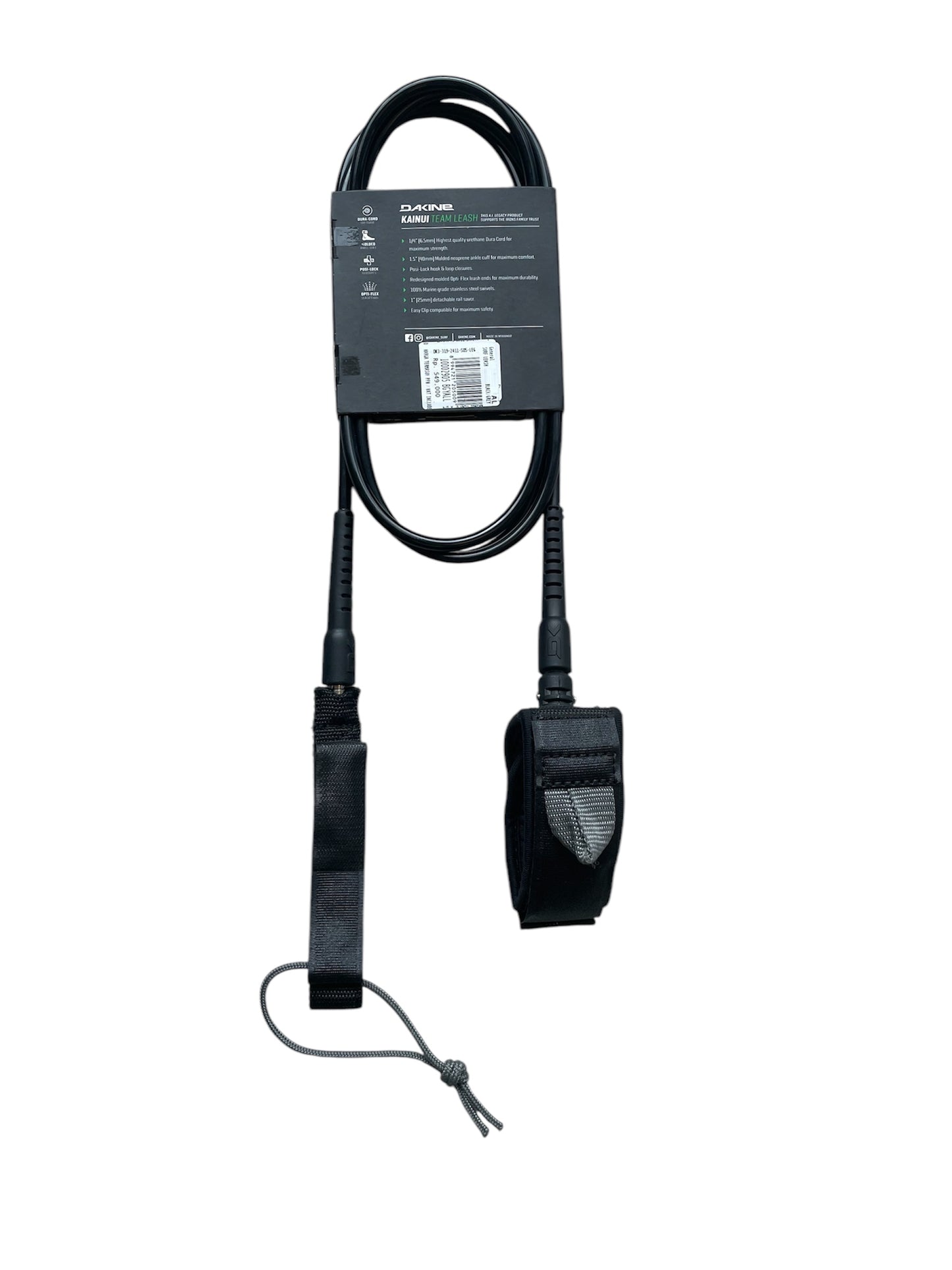 DK Kainui Team 8" x 1/4" Leash - Black/Grey