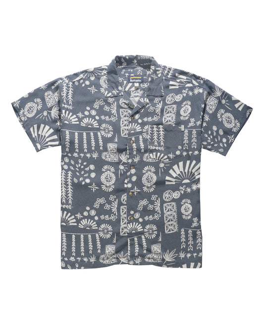 Rutopia Bali Palm Pattern Shirt Men - Blue