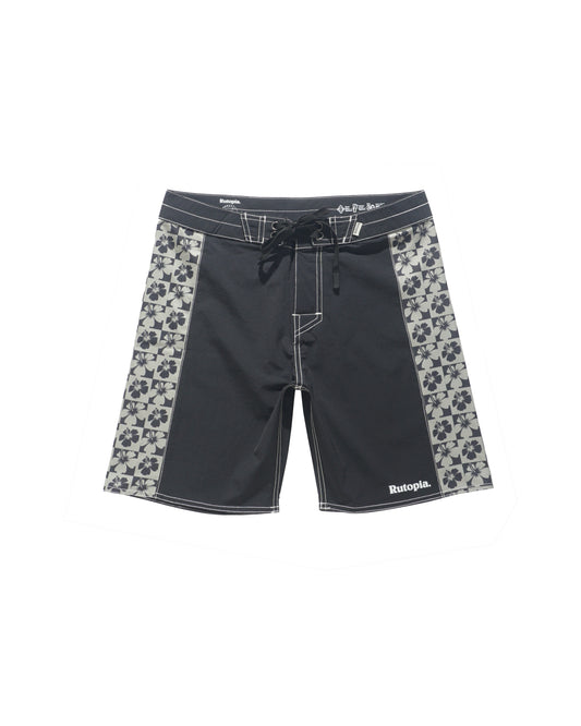 Rutopia Grey Hibiscus Boardies Men - Black