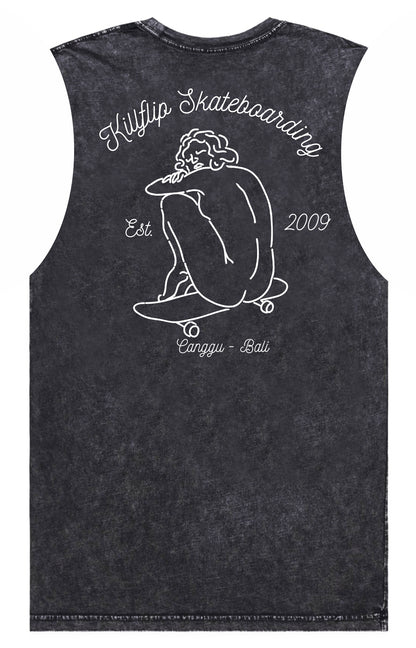 Canggu Skate Muscle Tee Men - Blackwash