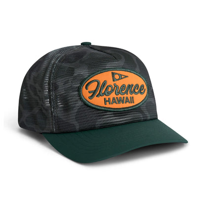 Florence Hawaii Mesh Trucker     - Burnt Olive Camo
