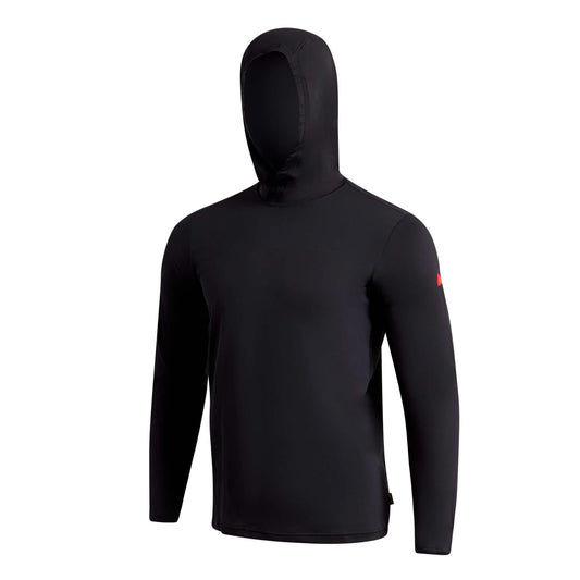 Florence Airtex Long Sleeve Hooded Shirt - Black