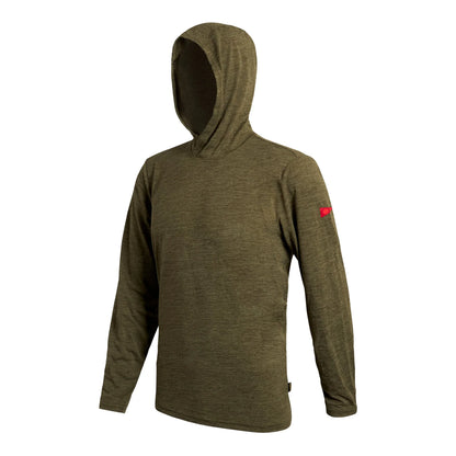 Florence Airtex Long Sleeve Hooded Shirt - Heather Burnt Olive