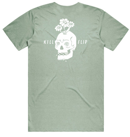 Skull Flower Tee Men - Greywash