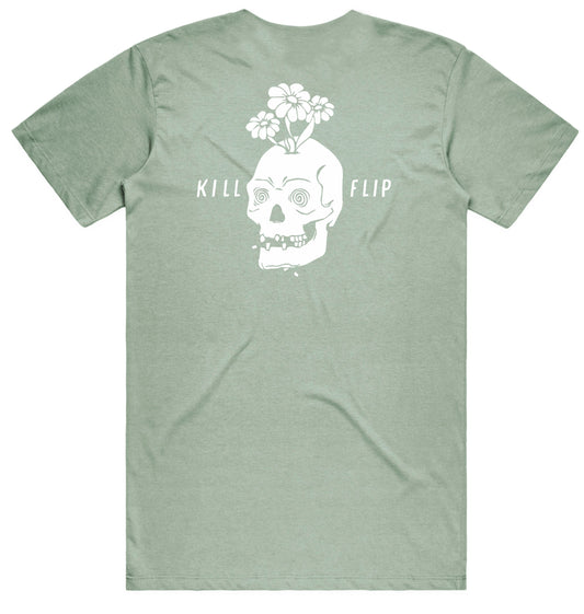 Skull Flower Tee Men - Greywash
