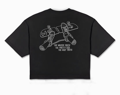Wasted Youth Crop Tee Women - Black